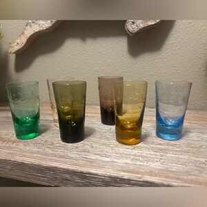 Colorful vintage Glass Shot Glass Set